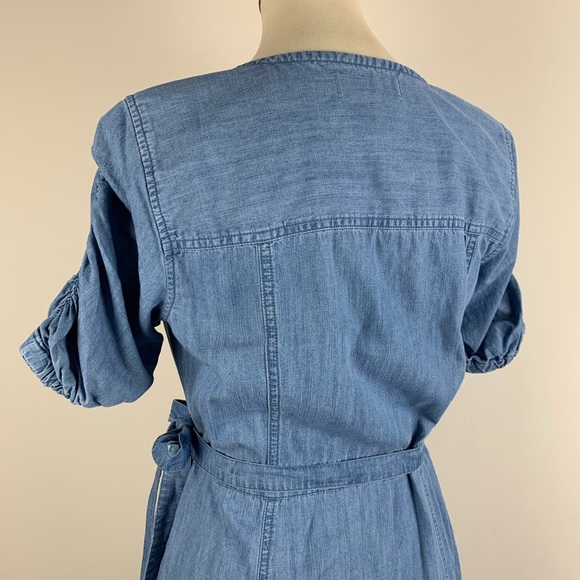 Madewell Denim Shirred-Sleeve Wrap Dress Chambray - Picture 5 of 8